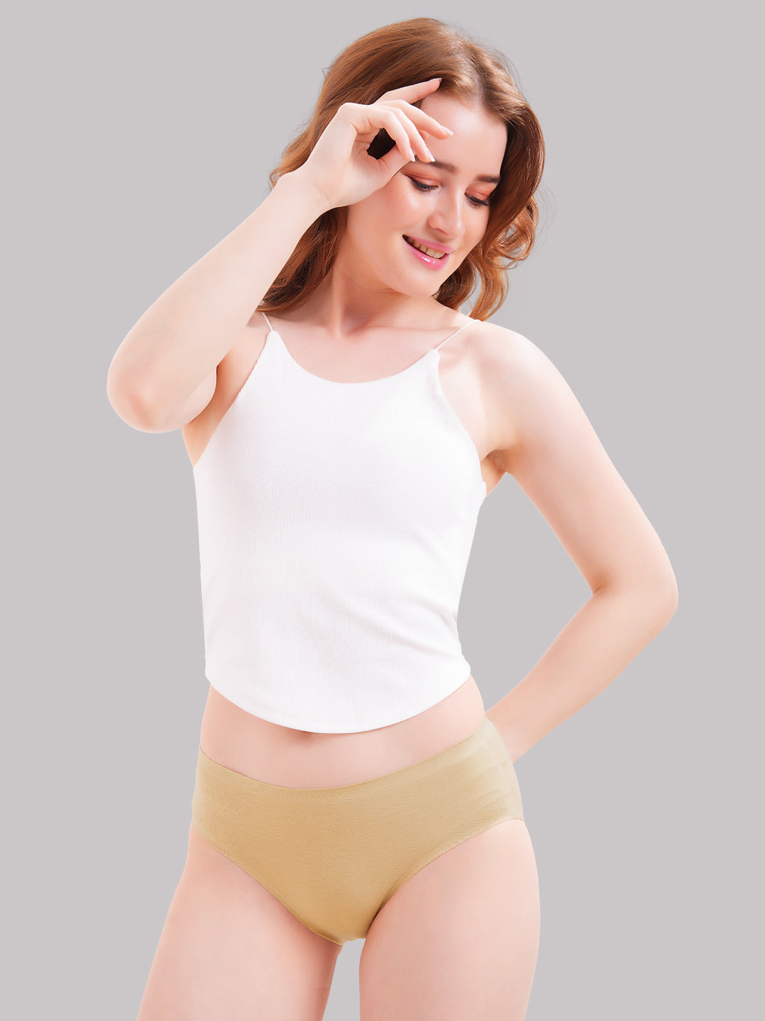 Seamless Hip Full Coverage Micro Modal Panties for Women - No panty lines Waistband and All Day Fresh Fabric Beige