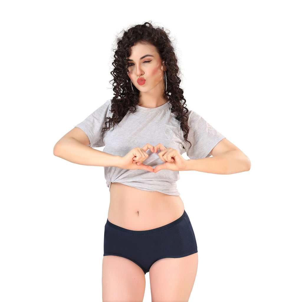 Zivira Women's Outer Elastic No Rash Panties Pack of 3 - Soft, Breathable, Comfortable, and Anti-Microbial Underwear for Everyday Wear