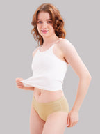 Seamless Hip Full Coverage Micro Modal Panties for Women - No panty lines Waistband and All Day Fresh Fabric Beige