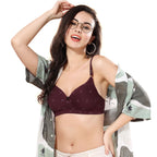 Zivira Stylish Padded Printed Bra - Comfortable and Fashionable! Wine