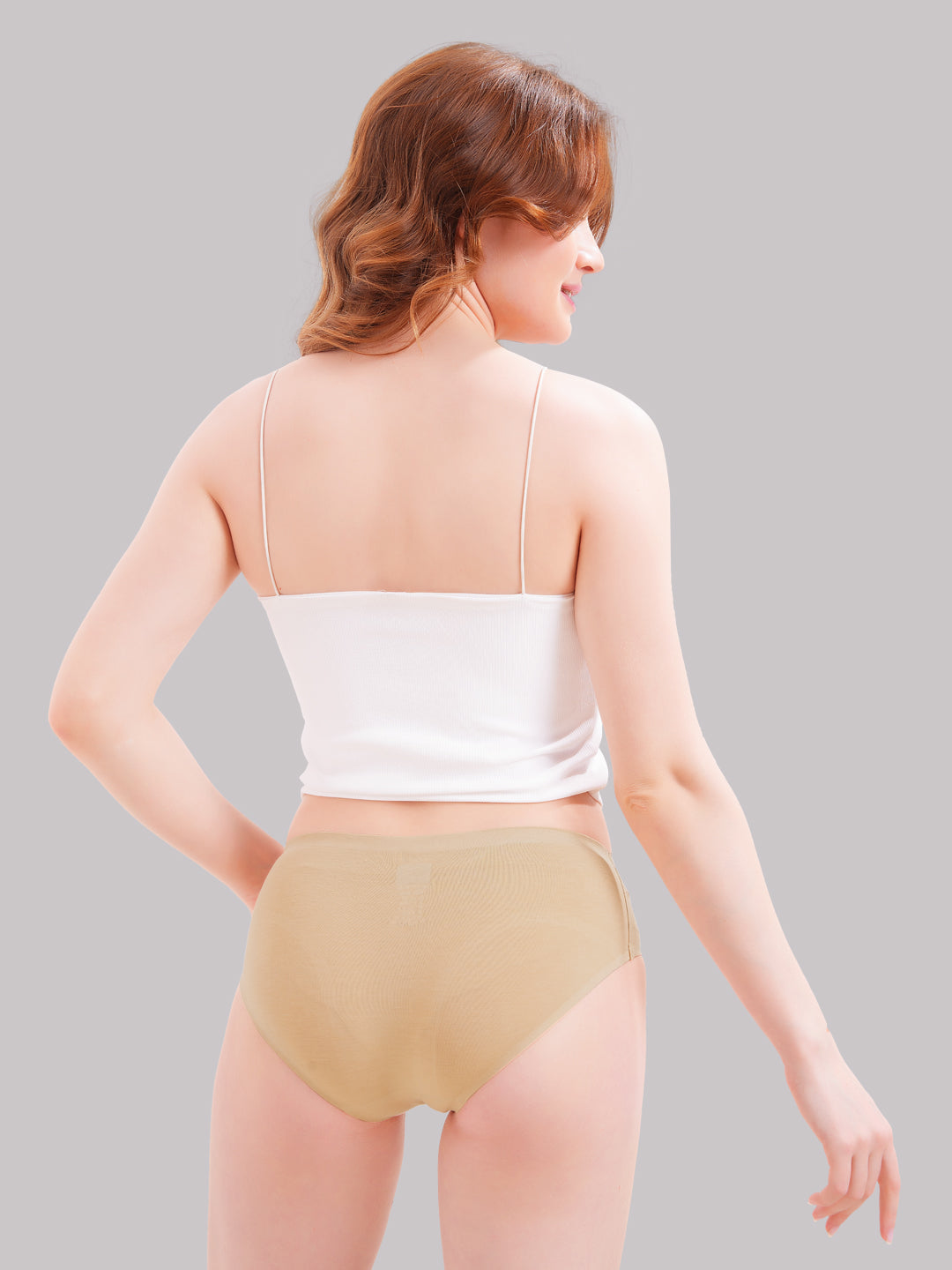 Seamless Hip Full Coverage Micro Modal Panties for Women - No panty lines Waistband and All Day Fresh Fabric Beige