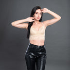 Zivira Women's Pure Comfort Wireless Lace Longline Bralette, Lightly Lined Bra (B, Skin, 32)