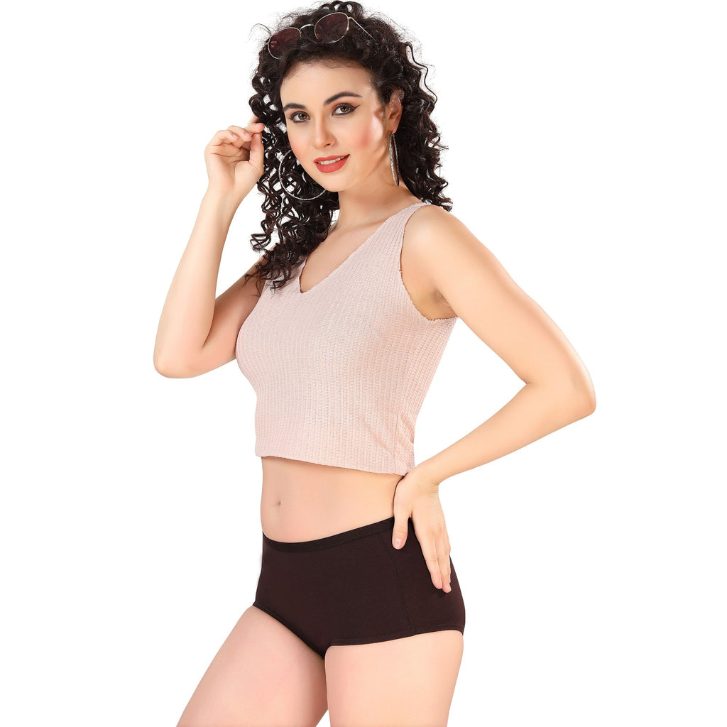 Zivira Women's Outer Elastic No Rash Panties Pack of 3 - Soft, Breathable, Comfortable, and Anti-Microbial Underwear for Everyday Wear