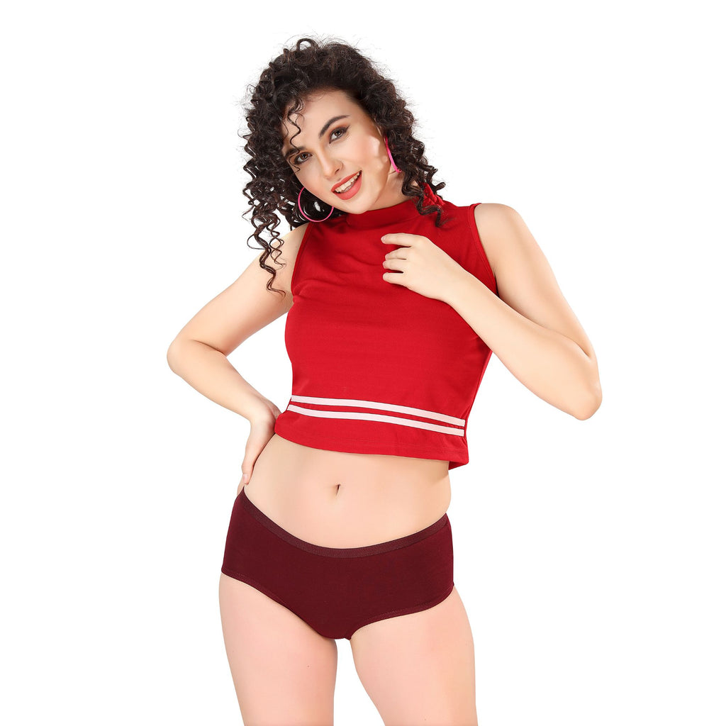 Zivira Women's Outer Elastic No Rash Panties Pack of 3 - Soft, Breathable, Comfortable, and Anti-Microbial Underwear for Everyday Wear
