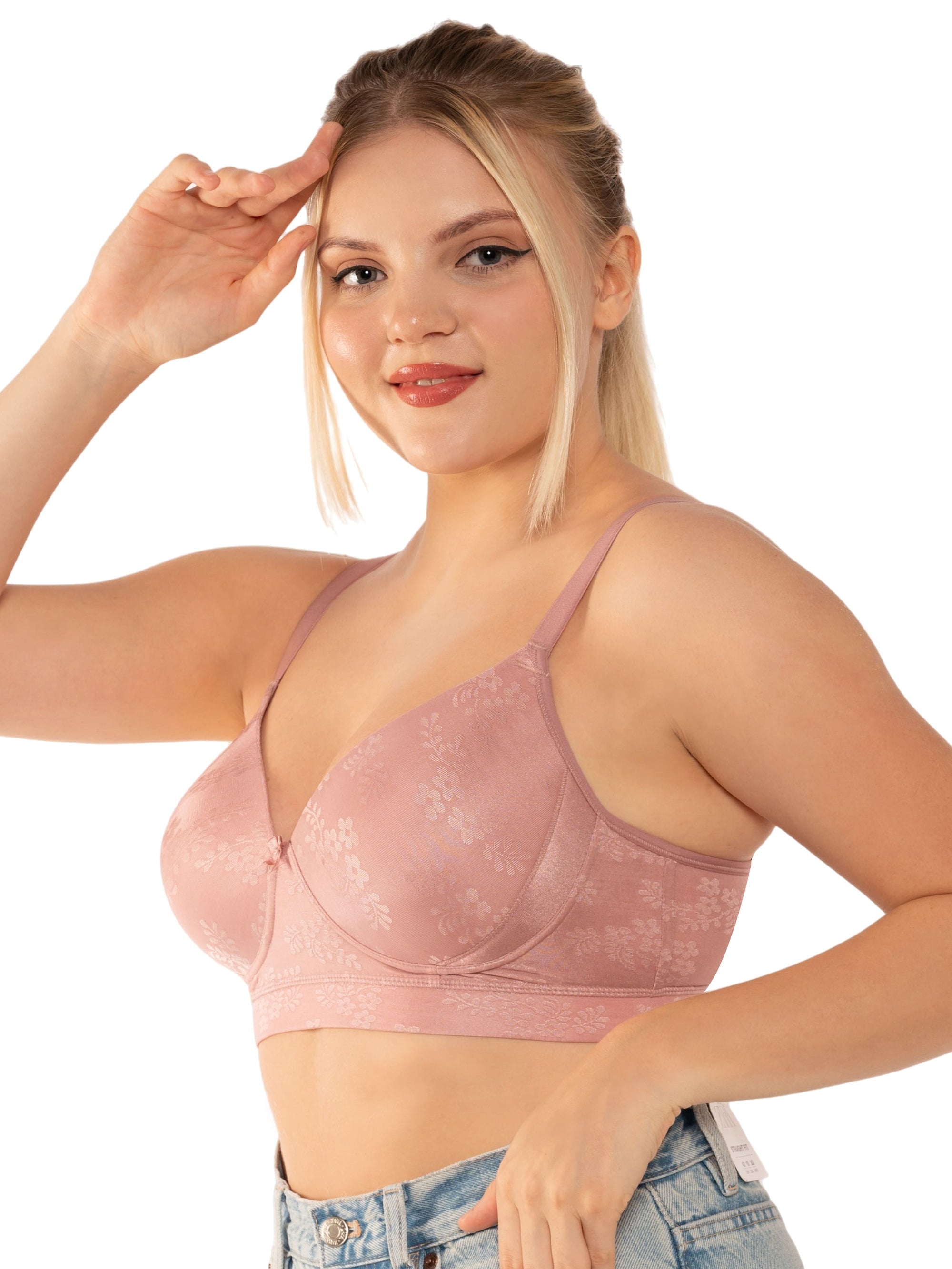 Zivira Plus Size T-Shirt Bra with Seamless Cups and Comfortable Straps for All Day Support and Coverage Caramel