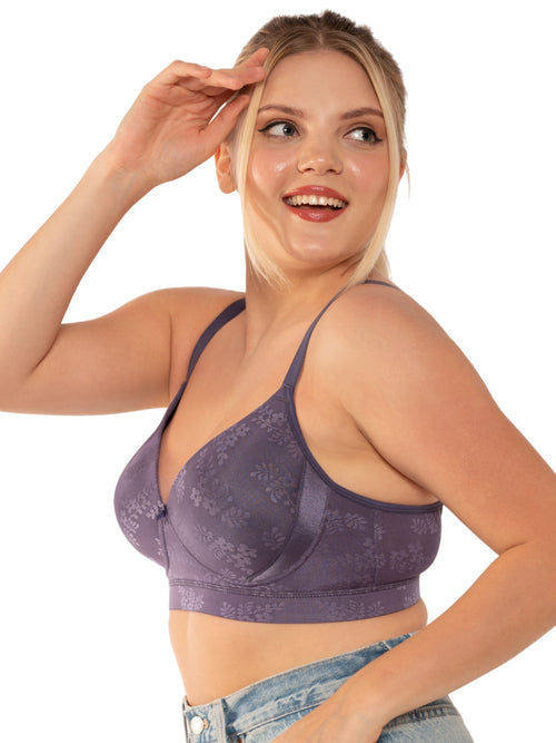 Zivira Plus Size T-Shirt Bra with Seamless Cups and Comfortable Straps for All Day Support and Coverage Purple Candy