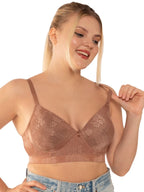 Zivira Plus Size T-Shirt Bra with Seamless Cups and Comfortable Straps for All Day Support and Coverage Caramel