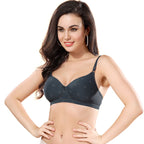 Zivira Stylish Padded Printed Bra - Comfortable and Fashionable! Steel Grey