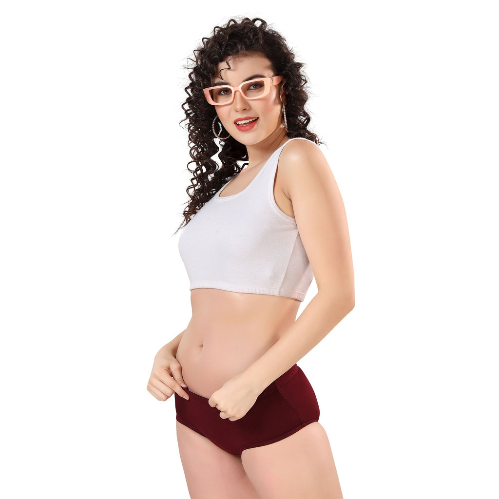 Zivira Women's Inner Elastic No Rash Panties Pack of 3 - Soft, Breathable, Comfortable, and Anti-Microbial Underwear for Everyday Wear