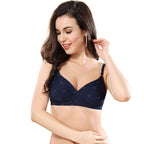 Zivira Stylish Padded Printed Bra - Comfortable and Fashionable | Navy Blue