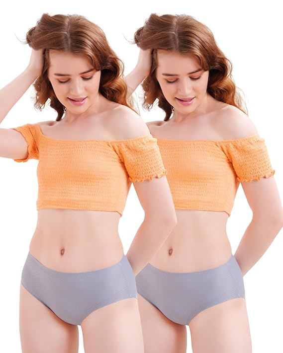 Seamless Hip Full Coverage Nylon Spandex Panties for Women - No panty lines Waistband and All Day Fresh Fabric - Pack of 2