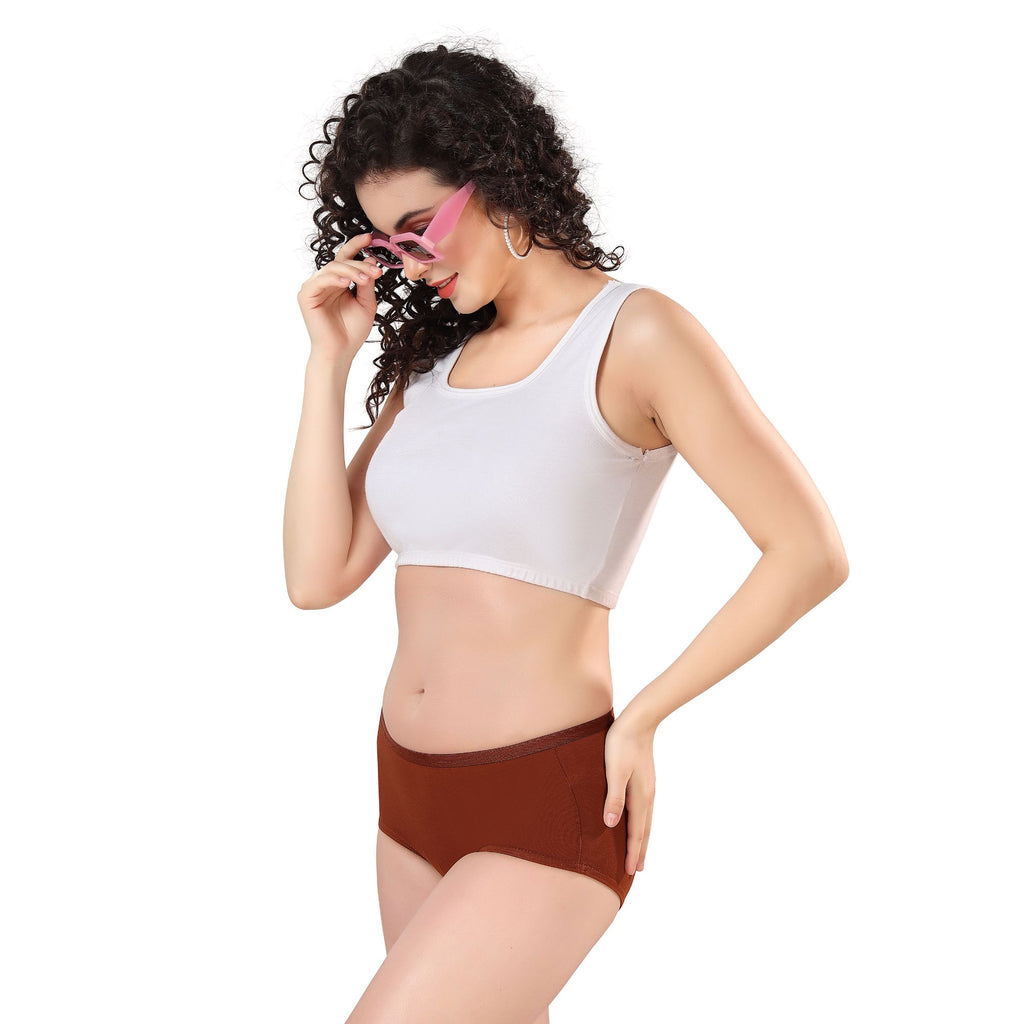 Zivira Women's Outer Elastic No Rash Panties Pack of 3 - Soft, Breathable, Comfortable, and Anti-Microbial Underwear for Everyday Wear