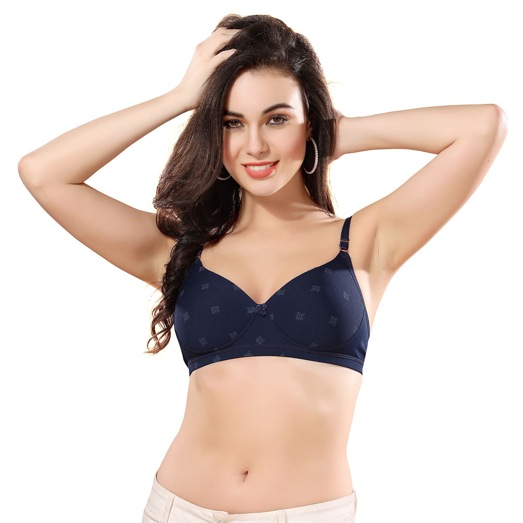 Zivira Stylish Padded Printed Bra - Comfortable and Fashionable | Navy Blue
