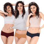 Zivira Women's Inner Elastic No Rash Panties Pack of 3 - Soft, Breathable, Comfortable, and Anti-Microbial Underwear for Everyday Wear