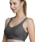 Zivira Seamless Cups - Thin Padding - Broad Strap T-Shirt Bra Cum Sports Bra with Hook Closure | Dark Gray