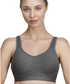 Zivira Seamless Cups - Thin Padding - Broad Strap T-Shirt Bra Cum Sports Bra with Hook Closure | Dark Gray