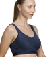 Zivira Seamless Cups - Thin Padding - Broad Strap T-Shirt Bra Cum Sports Bra with Hook Closure | Navy Blue