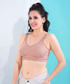 Zivira Seamless Cups - Thin Padding - Broad Strap T-Shirt Bra Cum Sports Bra with Hook Closure | Peach
