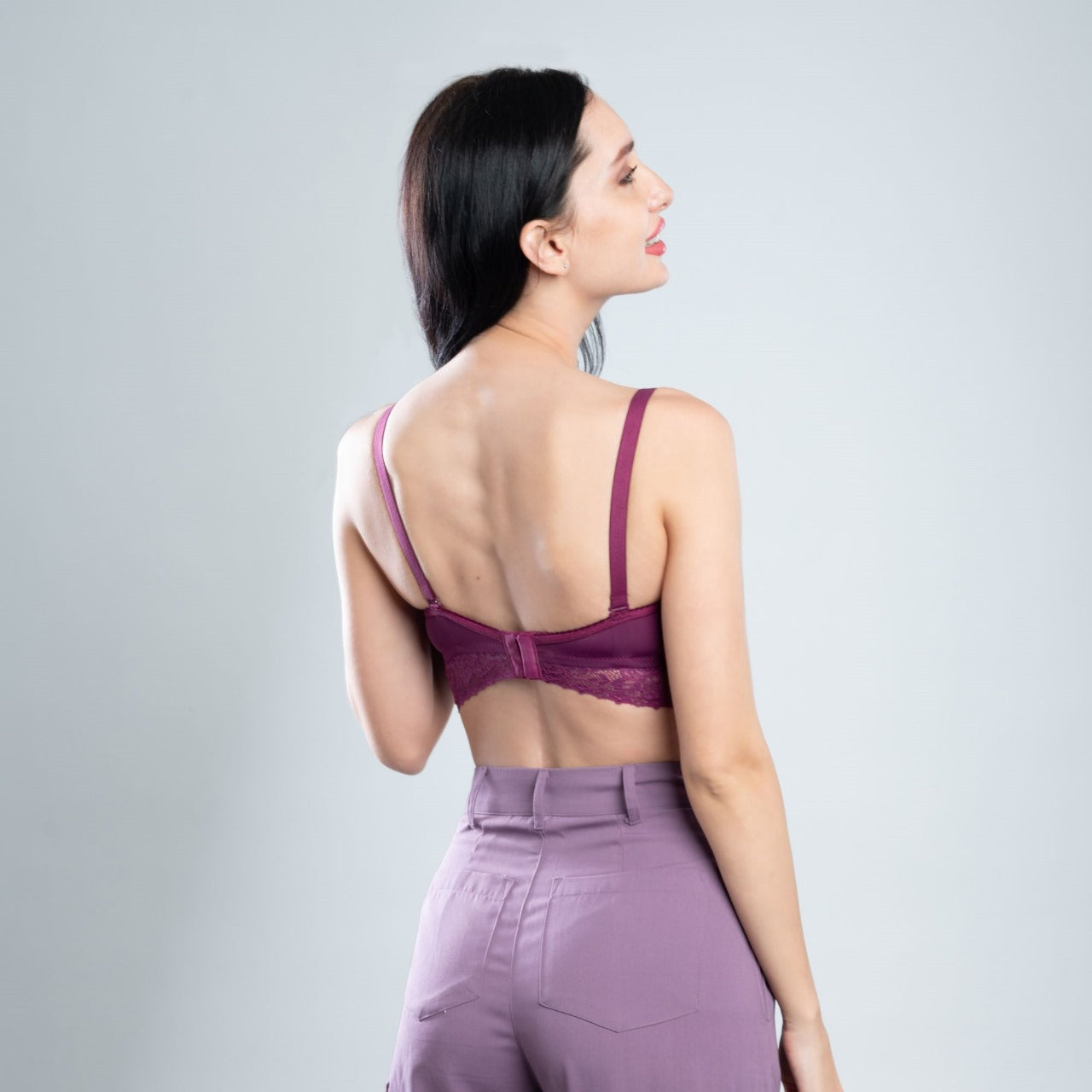 Zivira Women's Pure Comfort Wireless Lace Longline Bralette, Lightly L