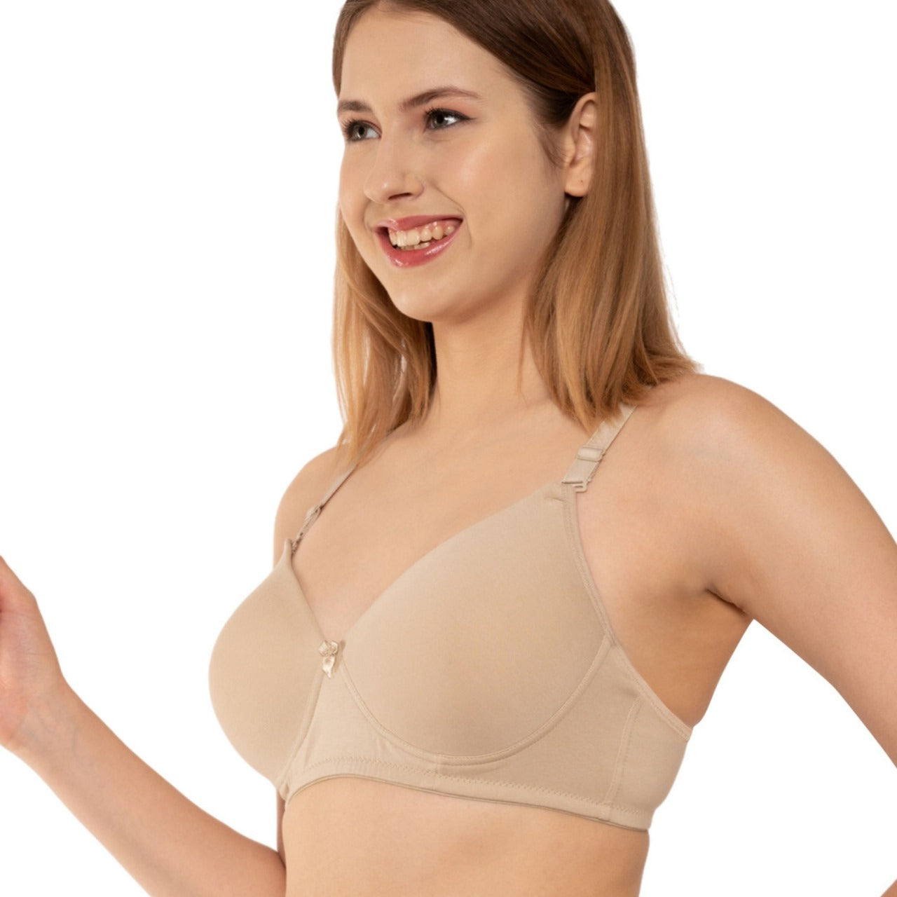 Zivira Padded C,D Cup SIZE | Wire-Free | 3/4TH Coverage | T-Shirt Bra | Cotton Lycra | Convertible Straps | Free Transparent Belt | NO Nipple Show-Through | Navy Blue