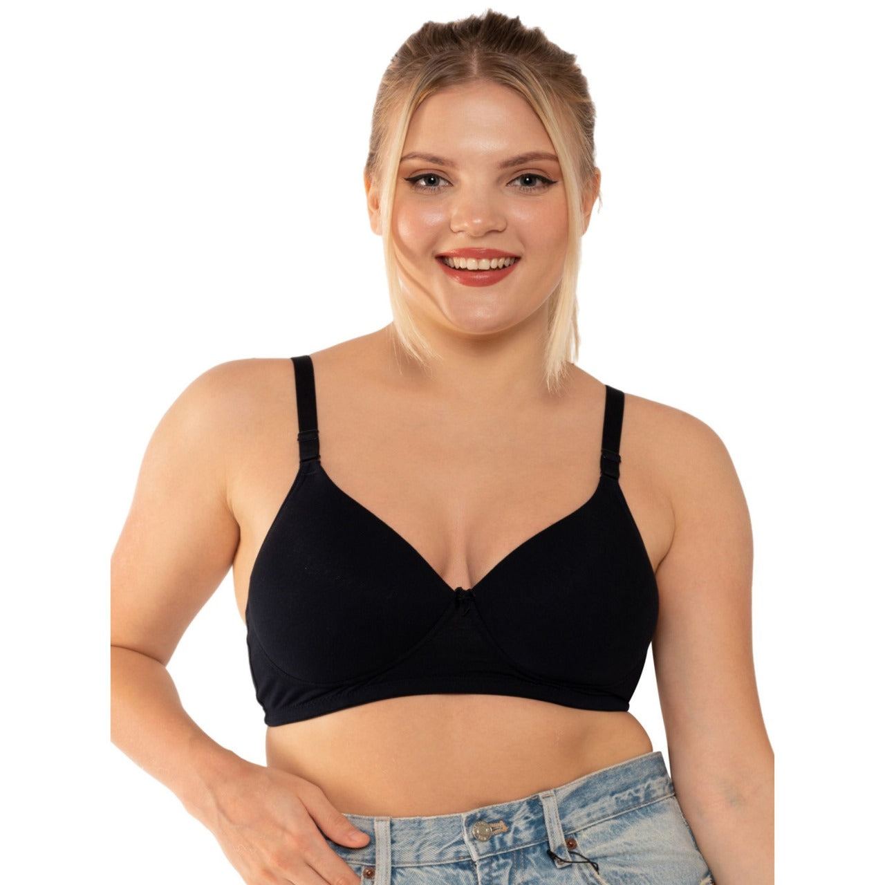 Zivira Padded C,D Cup SIZE | Wire-Free | 3/4TH Coverage | T-Shirt Bra | Cotton Lycra | Convertible Straps | Free Transparent Belt | NO Nipple Show-Through | Navy Blue