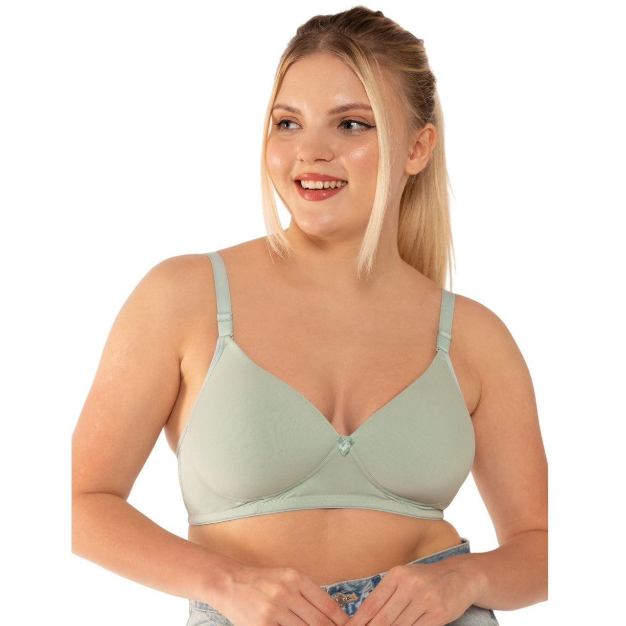 Zivira Padded C,D Cup SIZE | Wire-Free | 3/4TH Coverage | T-Shirt Bra | Cotton Lycra | Convertible Straps | Free Transparent Belt | NO Nipple Show-Through | Navy Blue