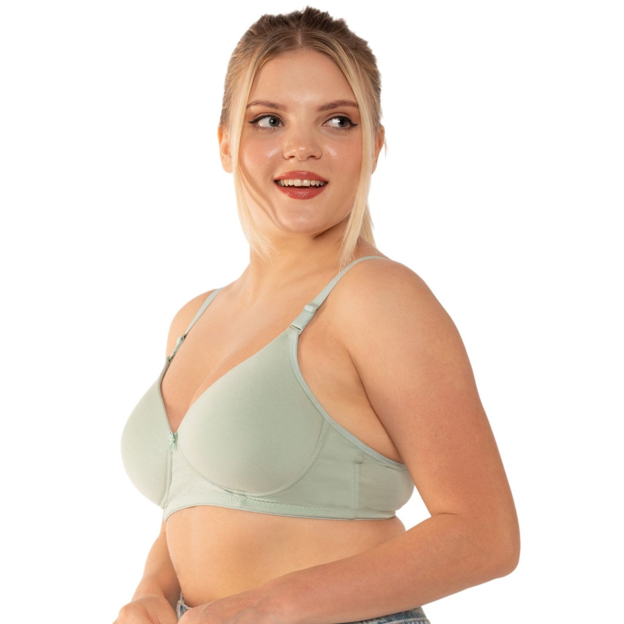 Zivira Padded C,D Cup SIZE | Wire-Free | 3/4TH Coverage | T-Shirt Bra | Cotton Lycra | Convertible Straps | Free Transparent Belt | NO Nipple Show-Through | Navy Blue