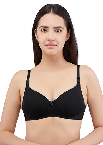 Zivira Padded C,D Cup SIZE | Wire-Free | 3/4TH Coverage | T-Shirt Bra | Cotton Lycra | Convertible Straps | Free Transparent Belt | NO Nipple Show-Through | Navy Blue