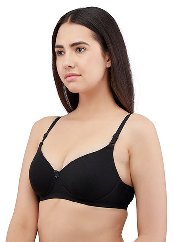 Zivira Padded C,D Cup SIZE | Wire-Free | 3/4TH Coverage | T-Shirt Bra | Cotton Lycra | Convertible Straps | Free Transparent Belt | NO Nipple Show-Through | Navy Blue