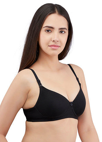 Zivira Padded C,D Cup SIZE | Wire-Free | 3/4TH Coverage | T-Shirt Bra | Cotton Lycra | Convertible Straps | Free Transparent Belt | NO Nipple Show-Through | Navy Blue