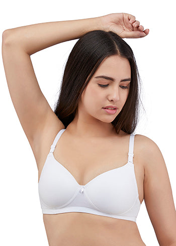 Zivira Padded C,D Cup SIZE | Wire-Free | 3/4TH Coverage | T-Shirt Bra | Cotton Lycra | Convertible Straps | Free Transparent Belt | NO Nipple Show-Through | Navy Blue