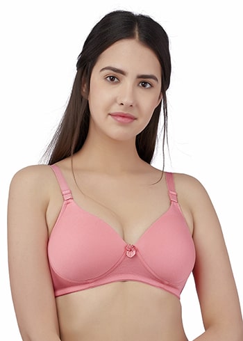 Zivira Padded C,D Cup SIZE | Wire-Free | 3/4TH Coverage | T-Shirt Bra | Cotton Lycra |Convertible Straps | Free Transparent Belt | NO Nipple Show-Through | Rose Gold