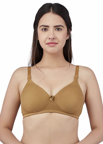 Zivira Padded C,D Cup SIZE | Wire-Free | 3/4TH Coverage | T-Shirt Bra | Cotton Lycra | Convertible Straps | Free Transparent Belt | NO Nipple Show-Through | Nude