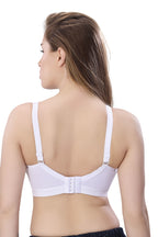 Seamless Cups  Thin Padding  Broad Strap Yoga Bra  with Hook Closure. | White